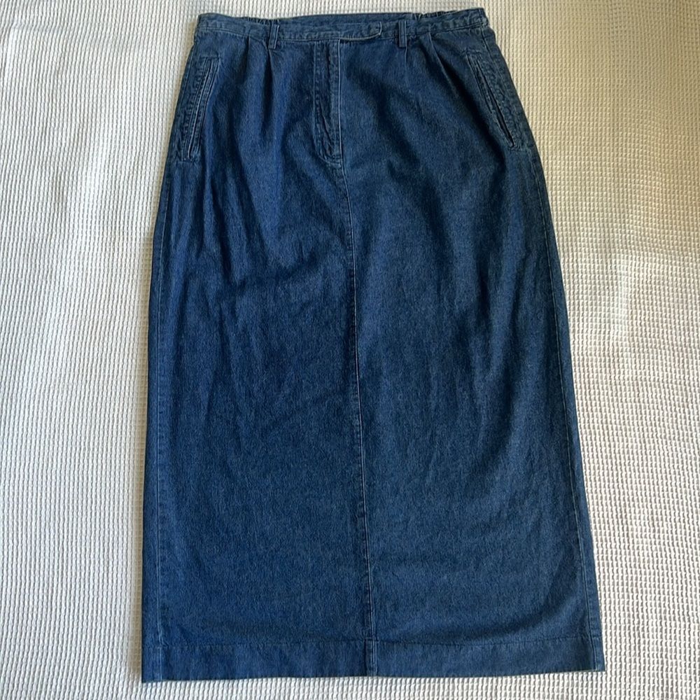 Karen Scott 100% Cotton Women’s Maxi Jean Cowgirl Western Pleated Midi Skirt 12 - Picture 4 of 14